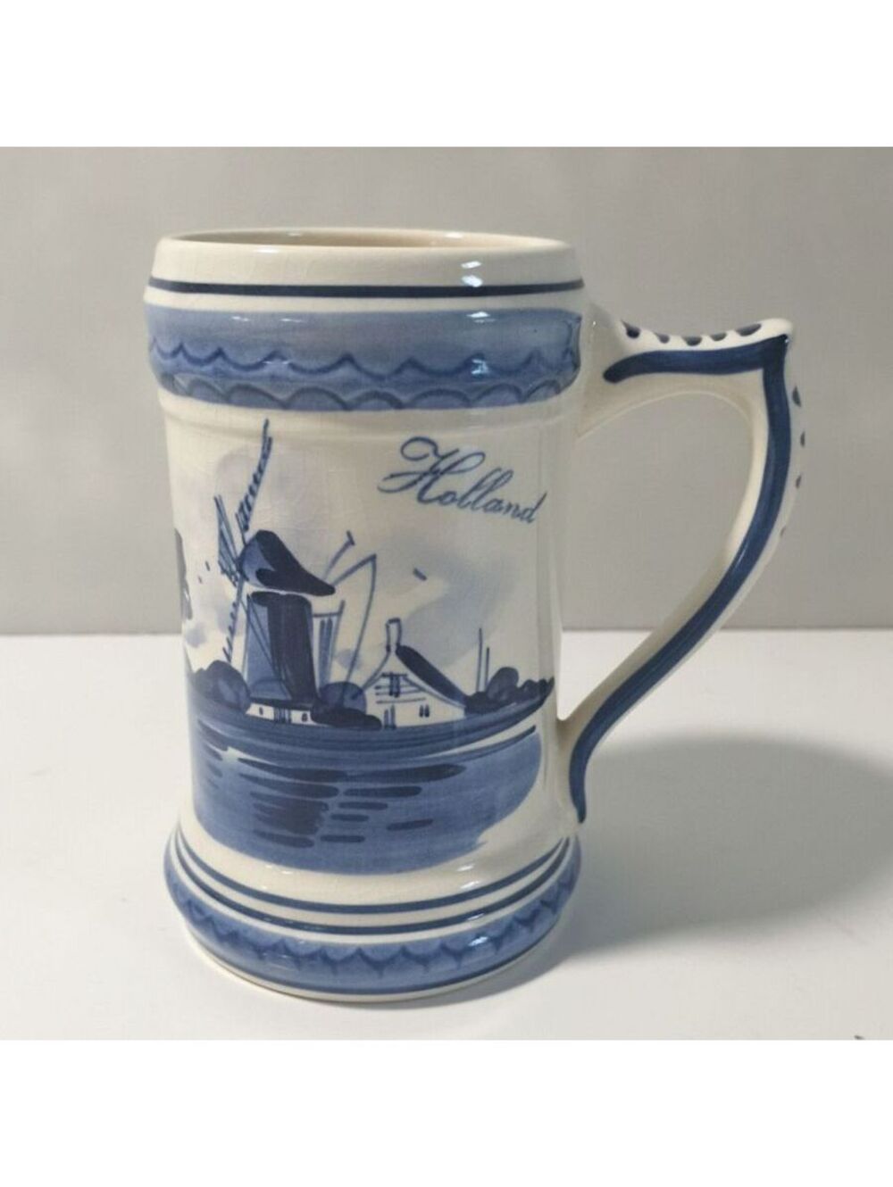 Vintage Hand-painted Delft Blauw Holland Windmill Ceramic Mug 5"